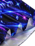 Oceanlyte Men's Neon Eagle With Galaxy Background Print Long Sleeve Shirt with Chest Pocket
