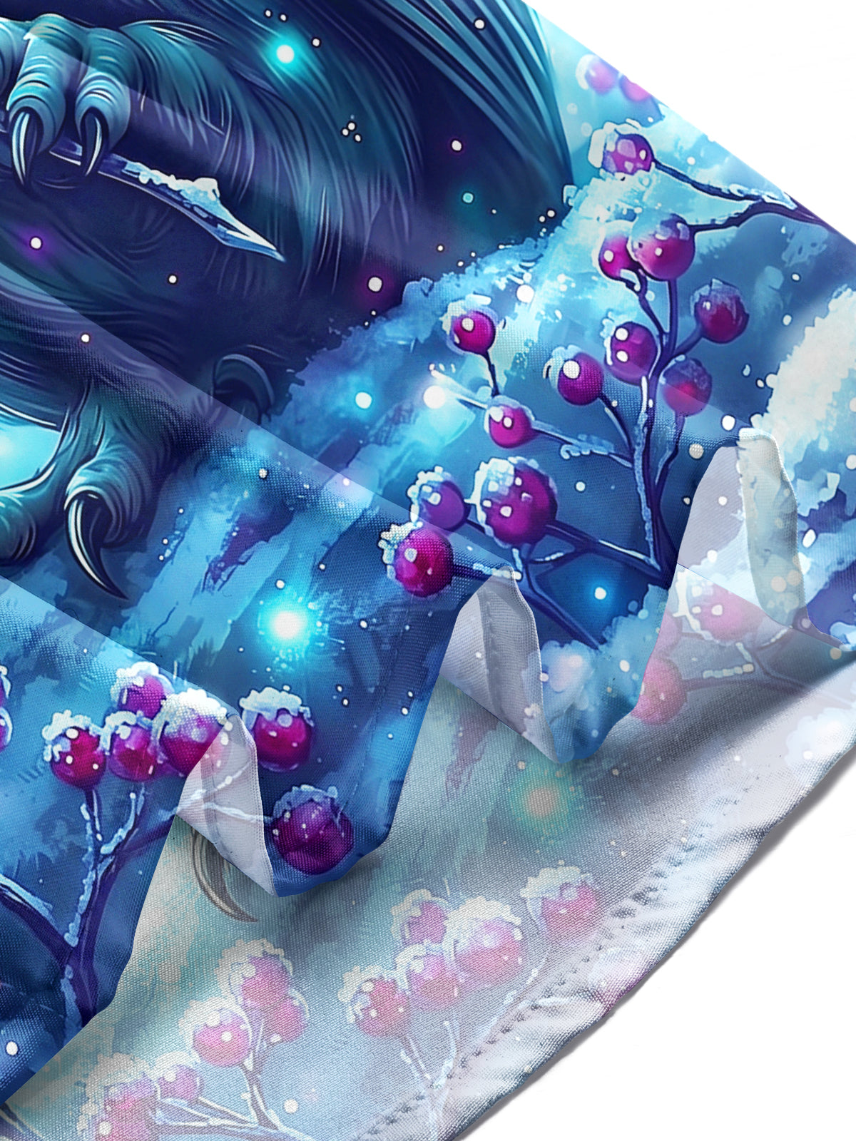 Oceanlyte Men's Graphic Blue Owl With Snowy Berries Print Long Sleeve Shirt with Chest Pocket