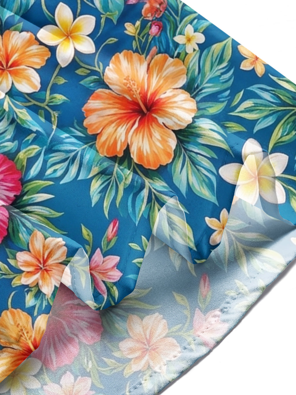 Oceanlyte Men's Tropical Hibiscus And Plumeria Flowers Print Long Sleeve Shirt with Chest Pocket