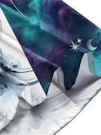 Oceanlyte Men's Graphic Cat Silhouette And Nebula Print Long Sleeve Shirt with Chest Pocket