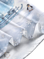 Oceanlyte Men's Graphic Christmas Snowman Print Penguin Print Long Sleeve Shirt with Chest Pocket