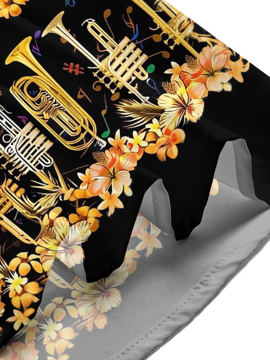 Oceanlyte Men's Hawaiian Brass Instruments Print Short Sleeve Shirt with Chest Pocket