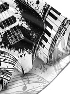 Oceanlyte Men's Long Sleeve Shirt - Electric Bass Guitar And Piano Keys With Musical Notes Print with Chest Pocket
