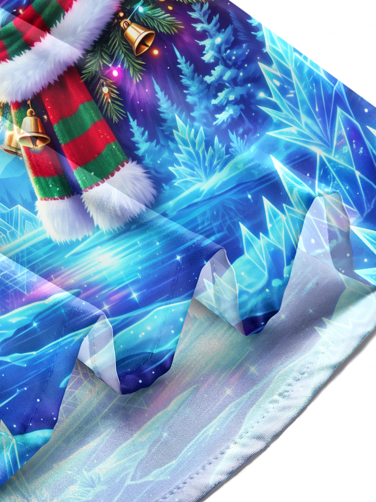 Oceanlyte Men's Wolf With Santa Hat And Christmas Scarf Print Long Sleeve Shirt with Chest Pocket