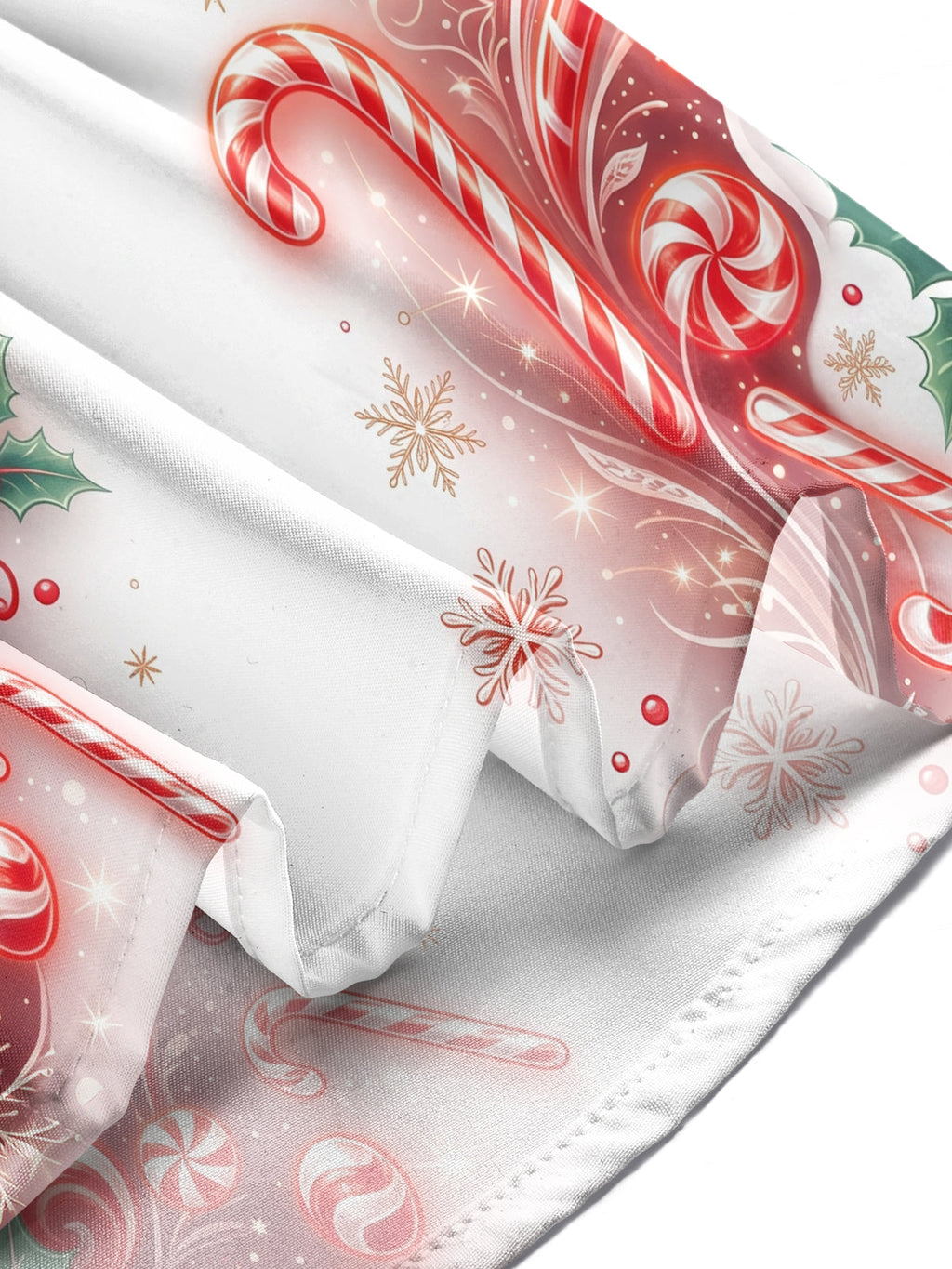 Oceanlyte Men's Christmas Candy Canes And Holly Berries Print Long Sleeve Shirt with Chest Pocket