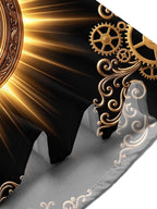 Oceanlyte Men's Vintage Style Golden Pocket Watch Print Short Sleeve Shirt with Chest Pocket