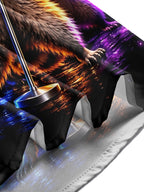 Oceanlyte Men's Long Sleeve Shirt - Singing Raccoons With Microphone And Musical Notes Print with Chest Pocket