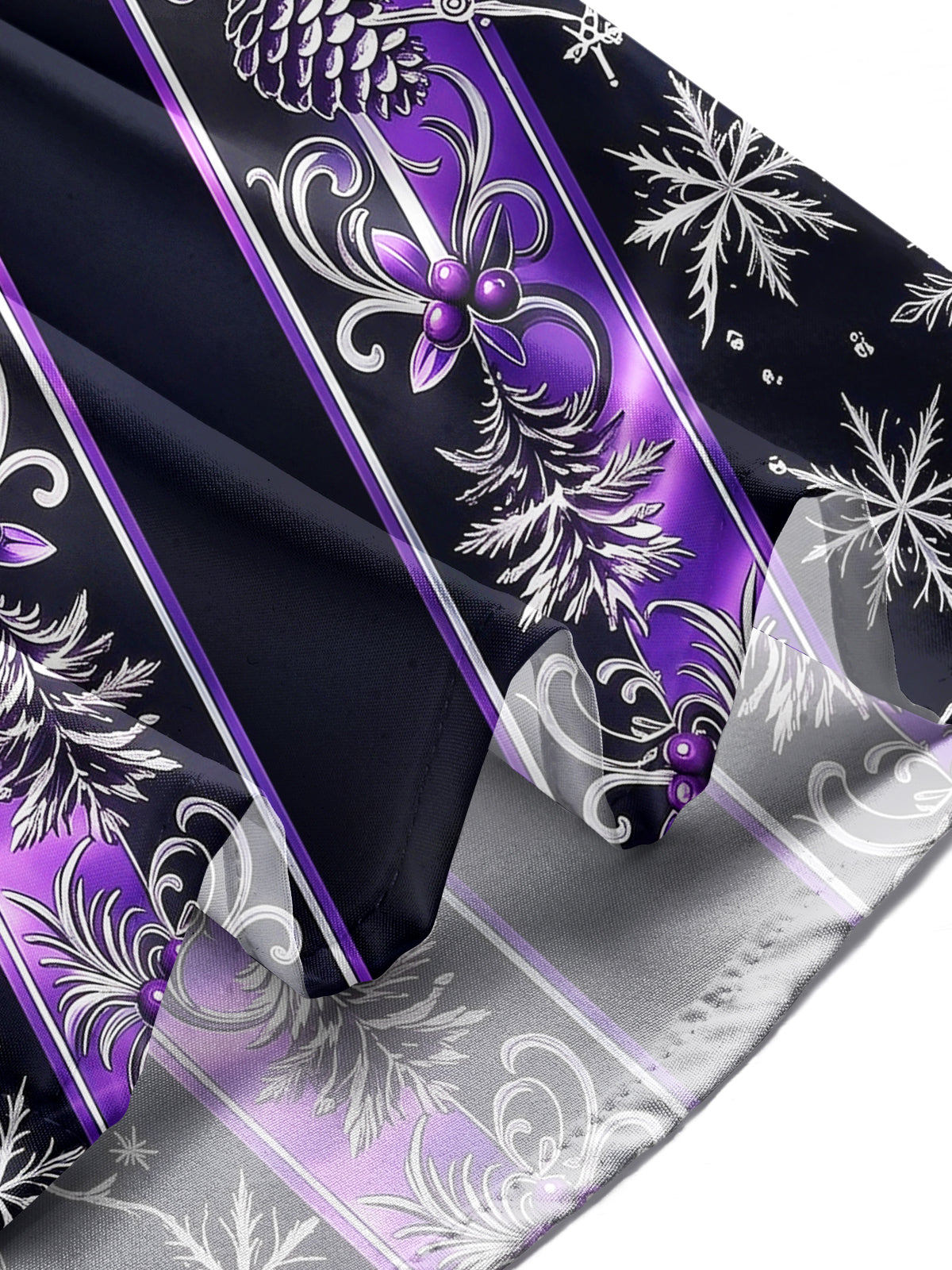 Oceanlyte Men's Long Sleeve Shirt - Gothic Church Window Patterns With Snowflakes And Crosses Print with Chest Pocket