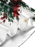 Oceanlyte Men's Watercolor Christmas Tree And Snowflakes Print Long Sleeve Shirt with Chest Pocket