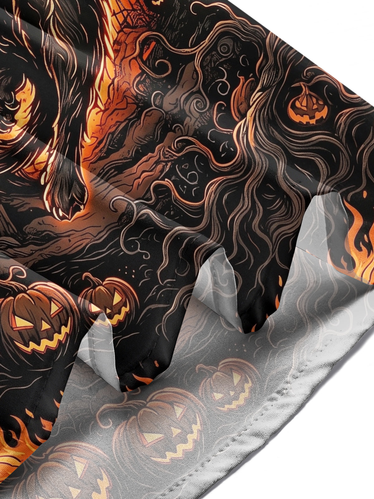 Oceanlyte Men's Halloween Black Cat With Bats And Castle Print Long Sleeve Shirt with Chest Pocket