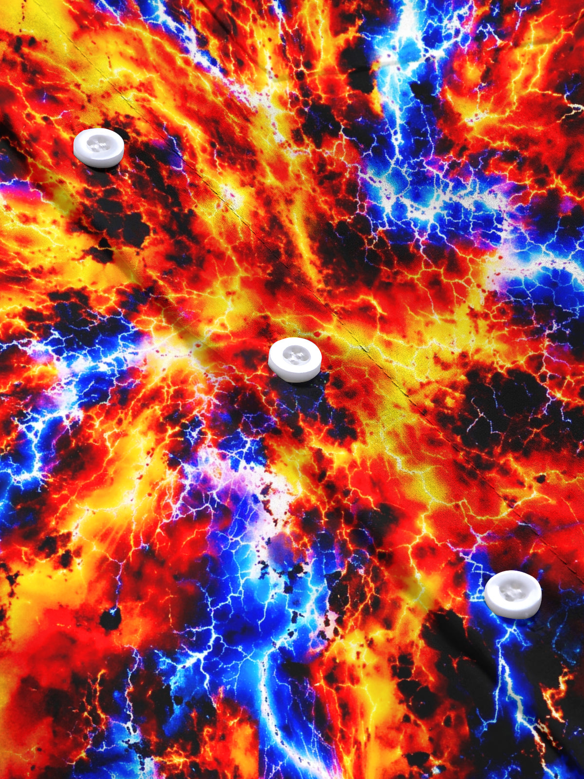 Oceanlyte Men's Tie Dye Abstract Lava And Lightning Pattern Long Sleeve Shirt with Chest Pocket