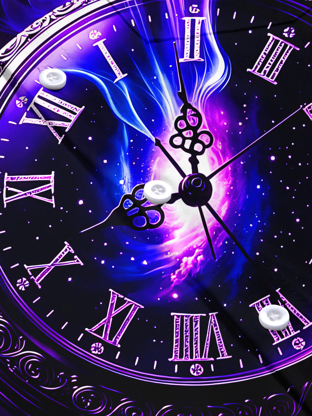 Oceanlyte Men's Purple Nebula Pocket Watch Print Short Sleeve Shirt with Chest Pocket