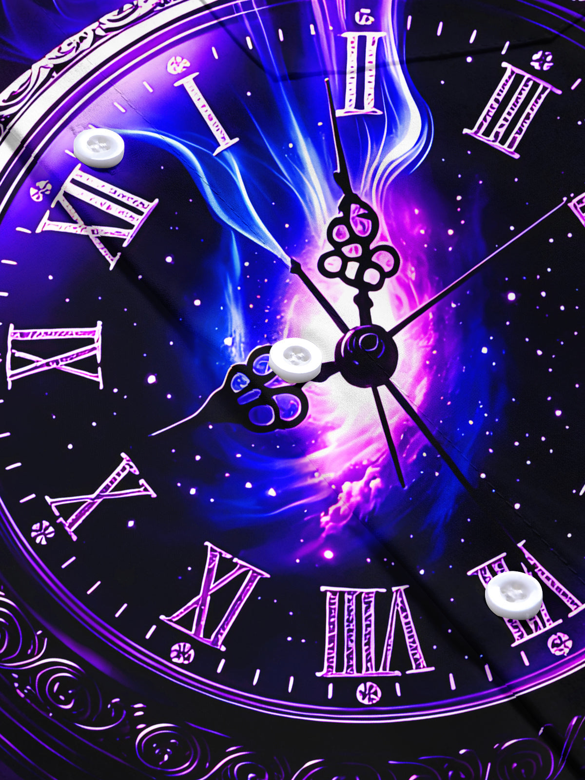 Oceanlyte Men's Purple Nebula Pocket Watch Print Short Sleeve Shirt with Chest Pocket