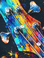 Oceanlyte Men's Long Sleeve Shirt - Bass Guitar Headstock With Paint Splatter Print with Chest Pocket