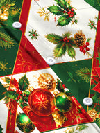 Oceanlyte Men's Christmas Poinsettias And Ornaments Print Long Sleeve Shirt with Chest Pocket