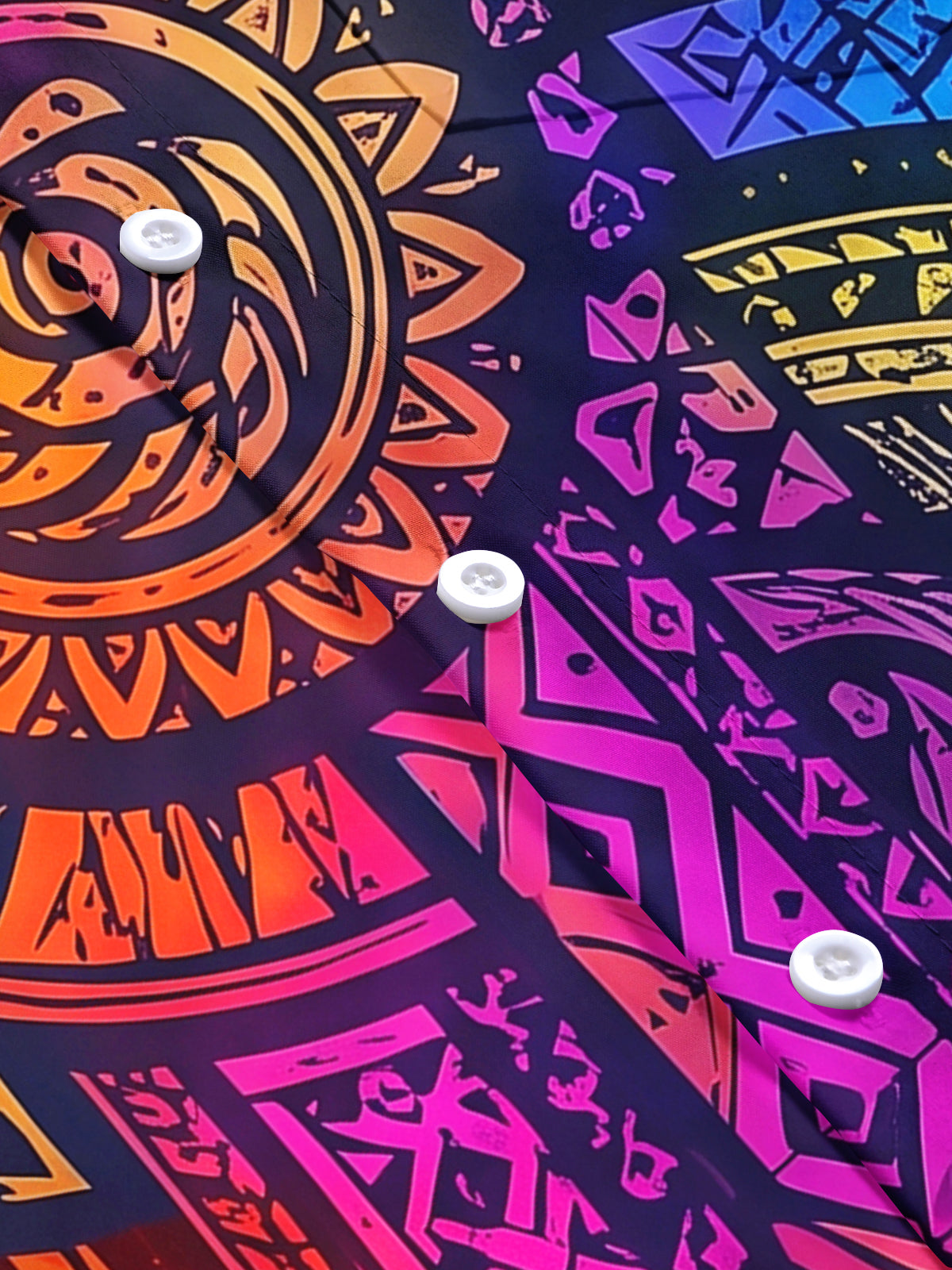 Oceanlyte Men's Graphic Colorful Geometric Totem Print Short Sleeve Shirt with Chest Pocket