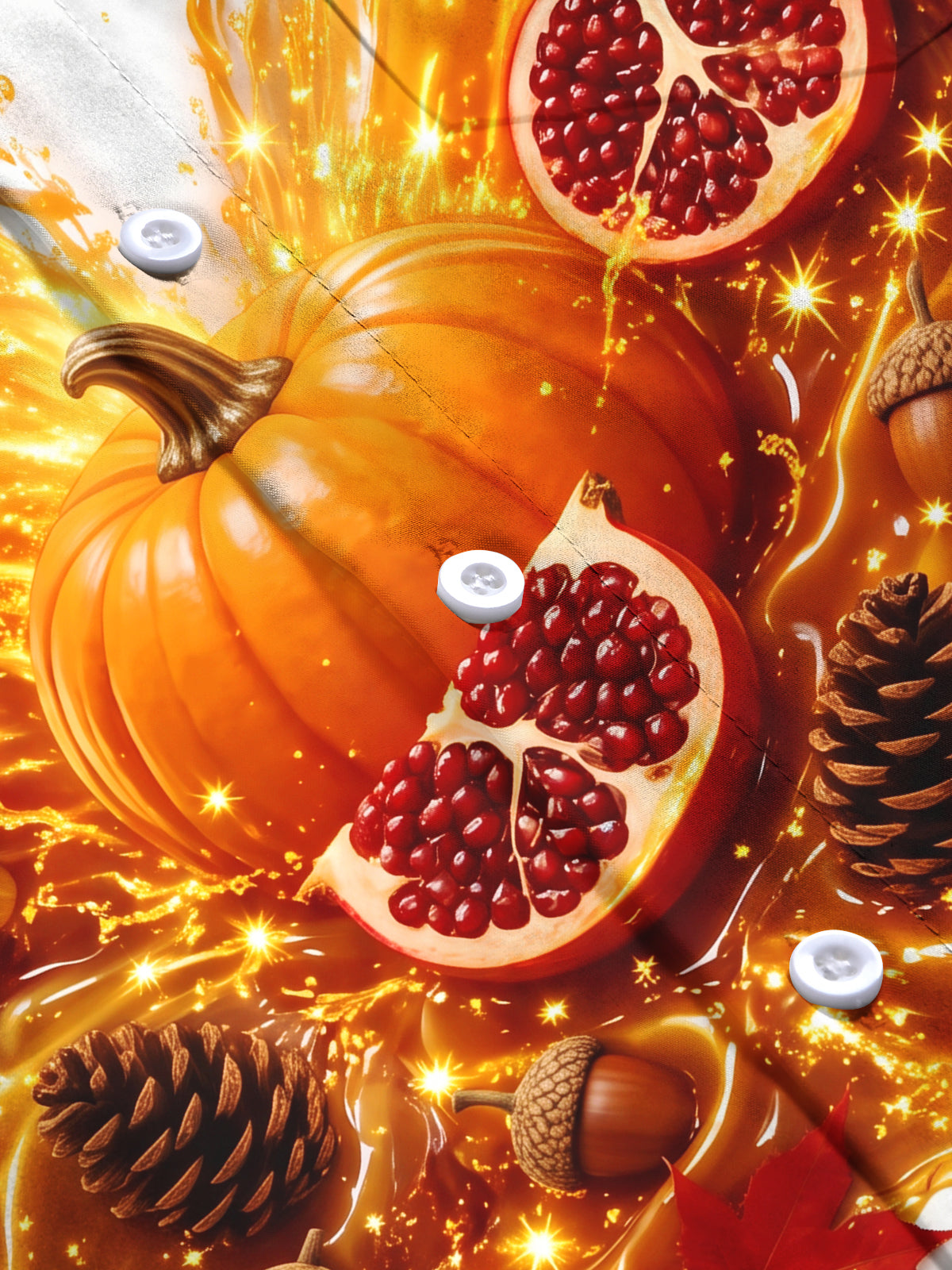 Oceanlyte Men's Printed Autumn Pumpkin And Pomegranate Print Long Sleeve Shirt with Chest Pocket