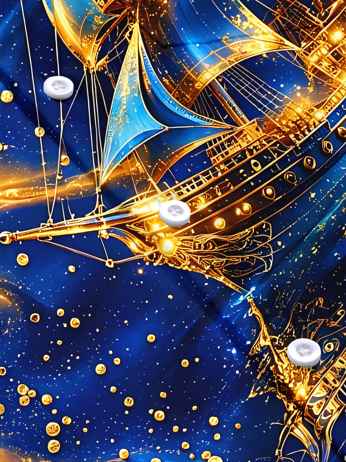 Oceanlyte Men's Printed Sailing Ship Print Music Notes Print Short Sleeve Shirt with Chest Pocket