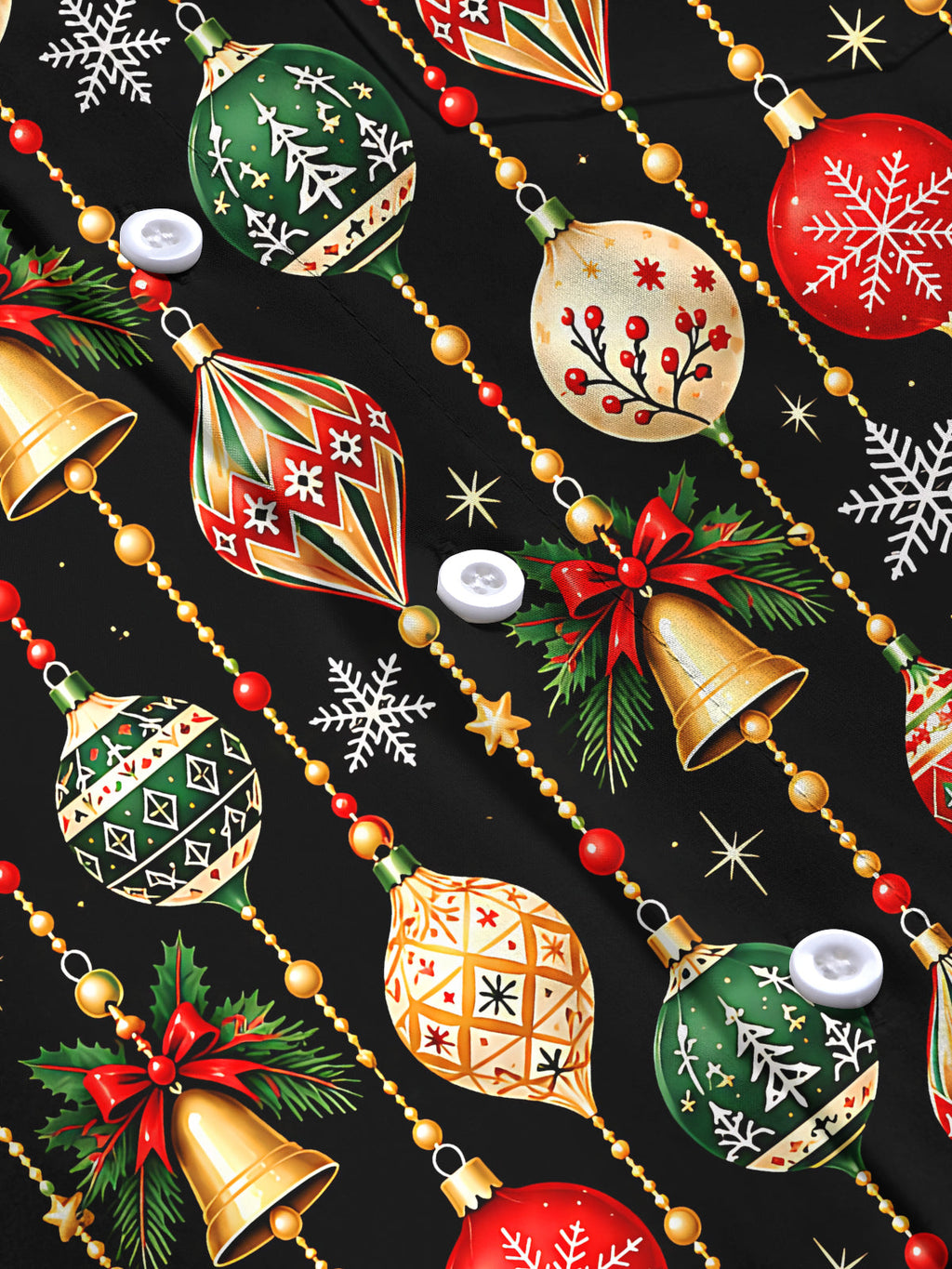 Oceanlyte Men's Printed Christmas Ornaments Print Long Sleeve Shirt with Chest Pocket