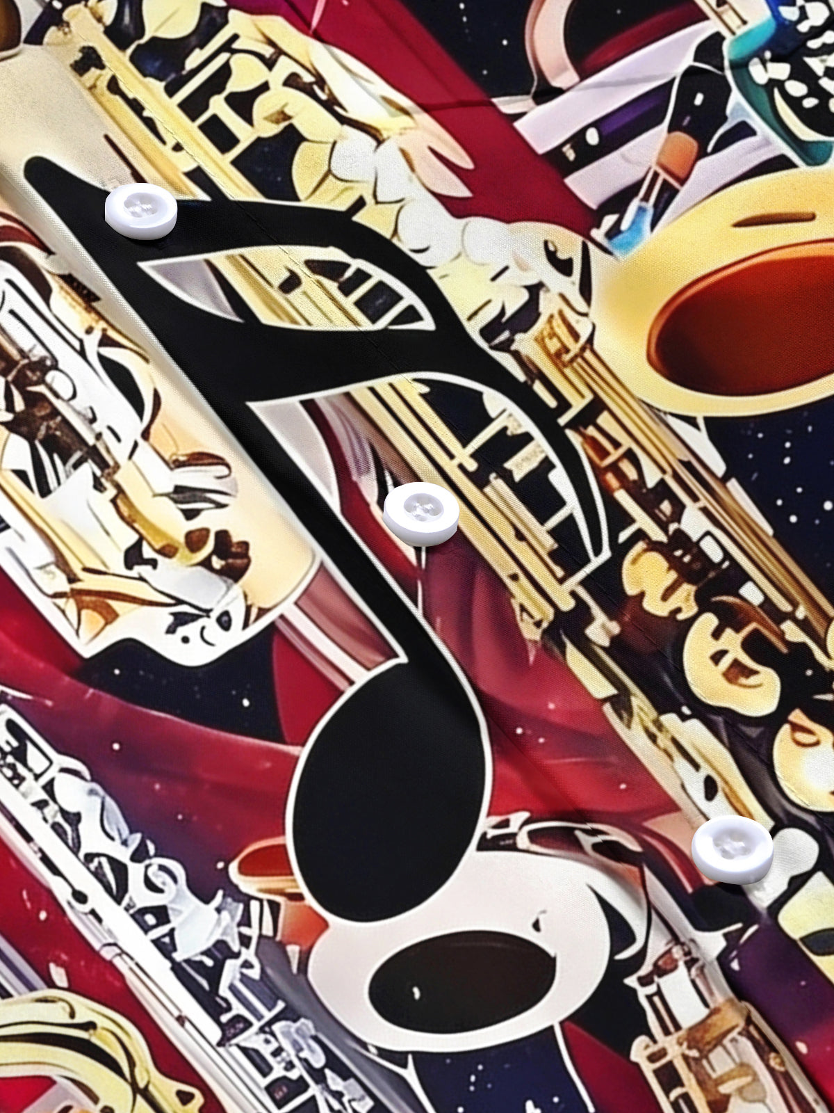 Oceanlyte Men's Graphic Saxophone Instruments Print Short Sleeve Shirt with Chest Pocket