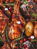 Oceanlyte Men's Long Sleeve Shirt - Christmas Roast Turkey And Cranberries With Rosemary Print with Chest Pocket