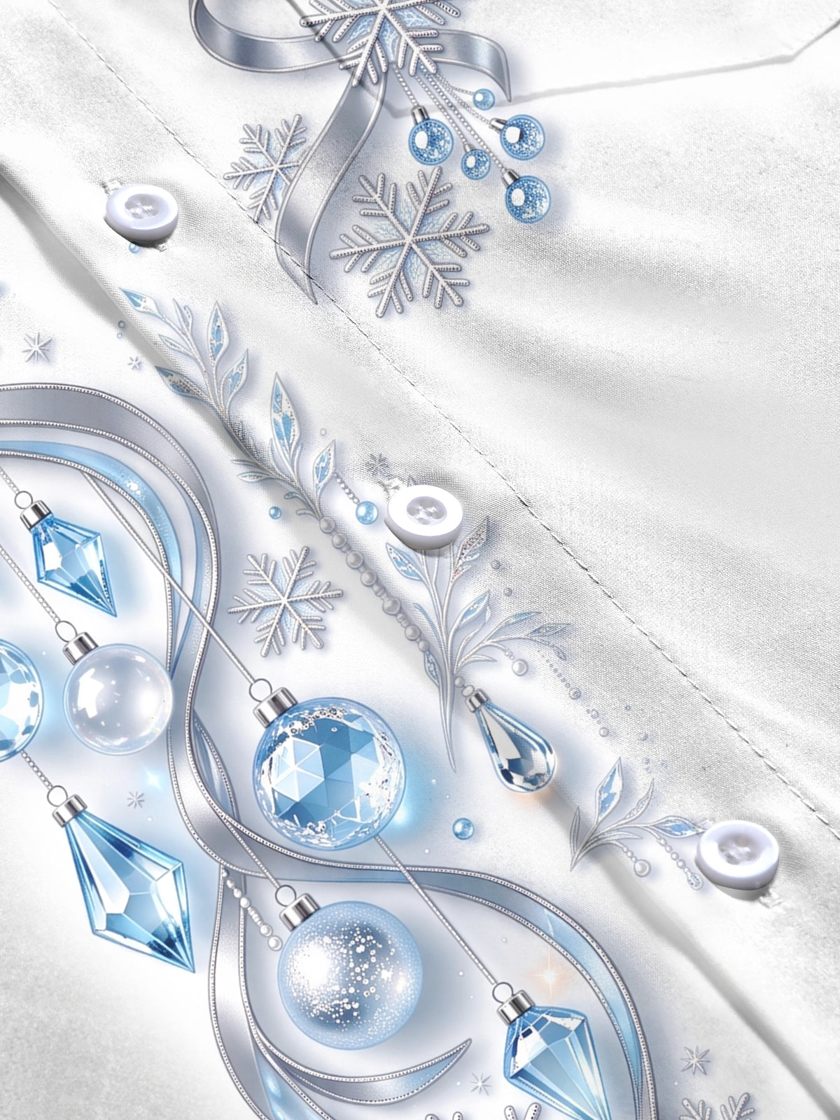 Oceanlyte Men's Christmas Ornaments And Snowflakes Print Long Sleeve Shirt with Chest Pocket