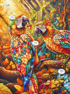 Oceanlyte Men's Graphic Parrots In Autumn Forest Print Long Sleeve Shirt with Chest Pocket