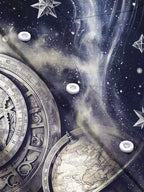 Oceanlyte Men's Vintage Astrolabe And Star Map Print Long Sleeve Shirt with Chest Pocket