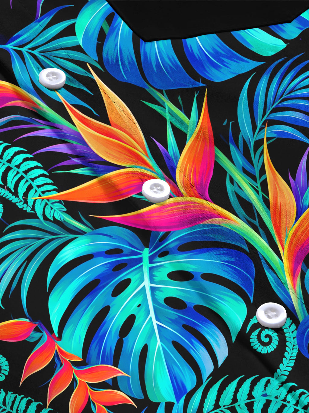 Oceanlyte Men's Long Sleeve Shirt - Tropical Leaves And Bird Of Paradise Flowers Print with Chest Pocket