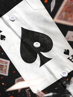 Oceanlyte Men's Graphic Playing Cards And Ace Of Spades Print Long Sleeve Shirt with Chest Pocket