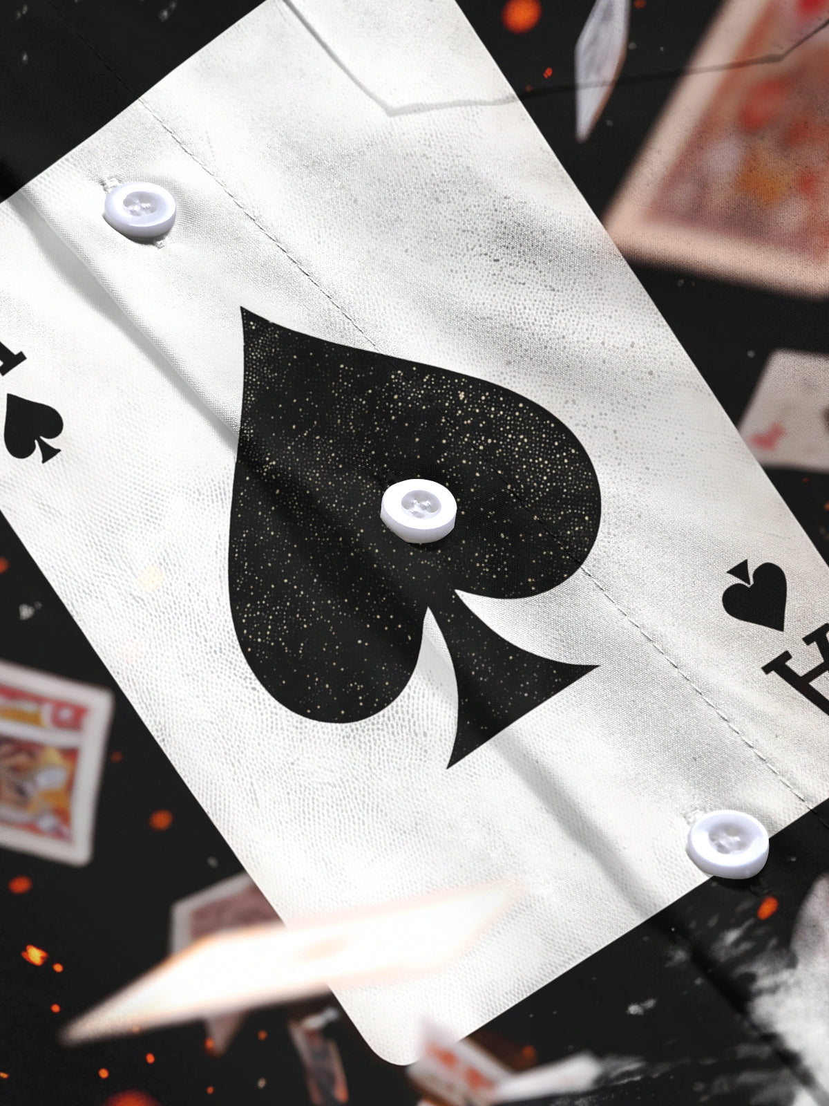 Oceanlyte Men's Graphic Playing Cards And Ace Of Spades Print Long Sleeve Shirt with Chest Pocket