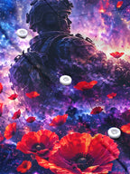 Oceanlyte Men's Long Sleeve Shirt - The "Echoes of the Fallen" Soldier Silhouette And Red Poppies Against Galaxy Background Print with Chest Pocket