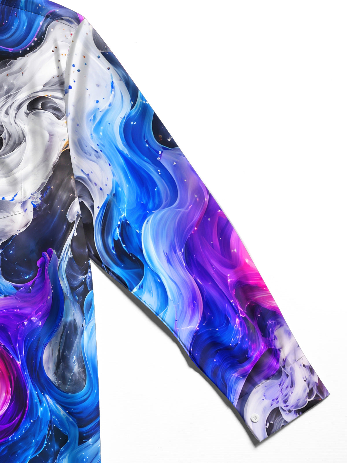 Oceanlyte Men's Printed Abstract Swirling Fluid Colors Print Long Sleeve Shirt with Chest Pocket