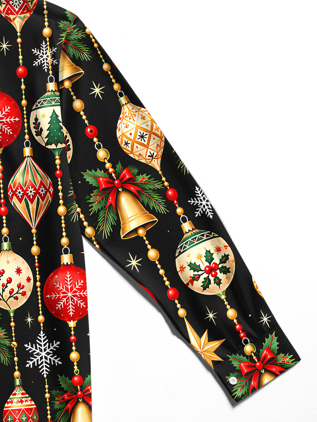 Oceanlyte Men's Printed Christmas Ornaments Print Long Sleeve Shirt with Chest Pocket