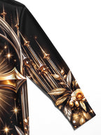 Oceanlyte Men's Printed Golden Cross And Roses Print Long Sleeve Shirt with Chest Pocket