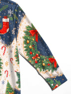 Oceanlyte Men's Christmas Wreath With Red Bows Print Long Sleeve Shirt with Chest Pocket