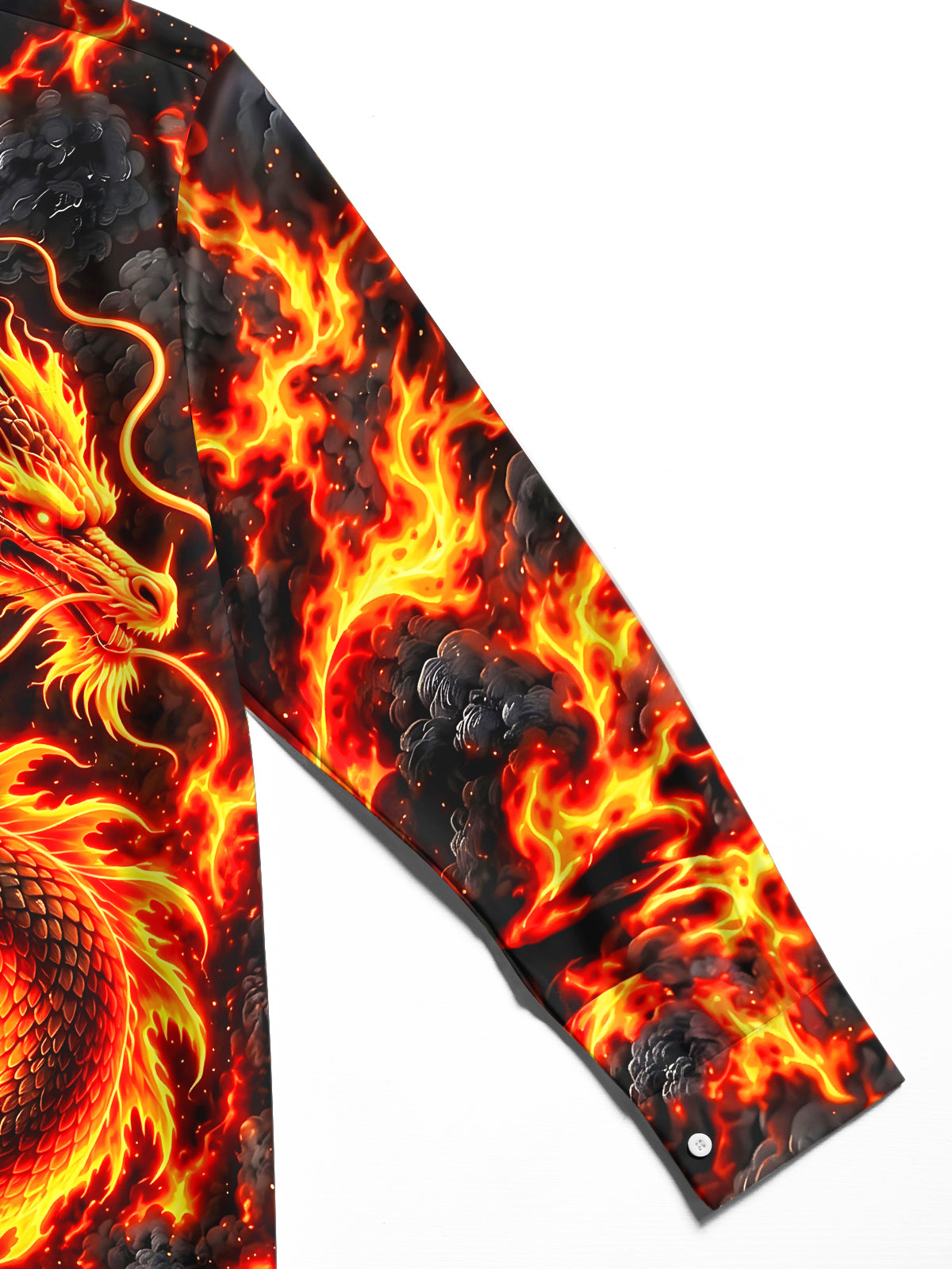 Oceanlyte Men's Graphic Flame Dragon Print Long Sleeve Shirt with Chest Pocket