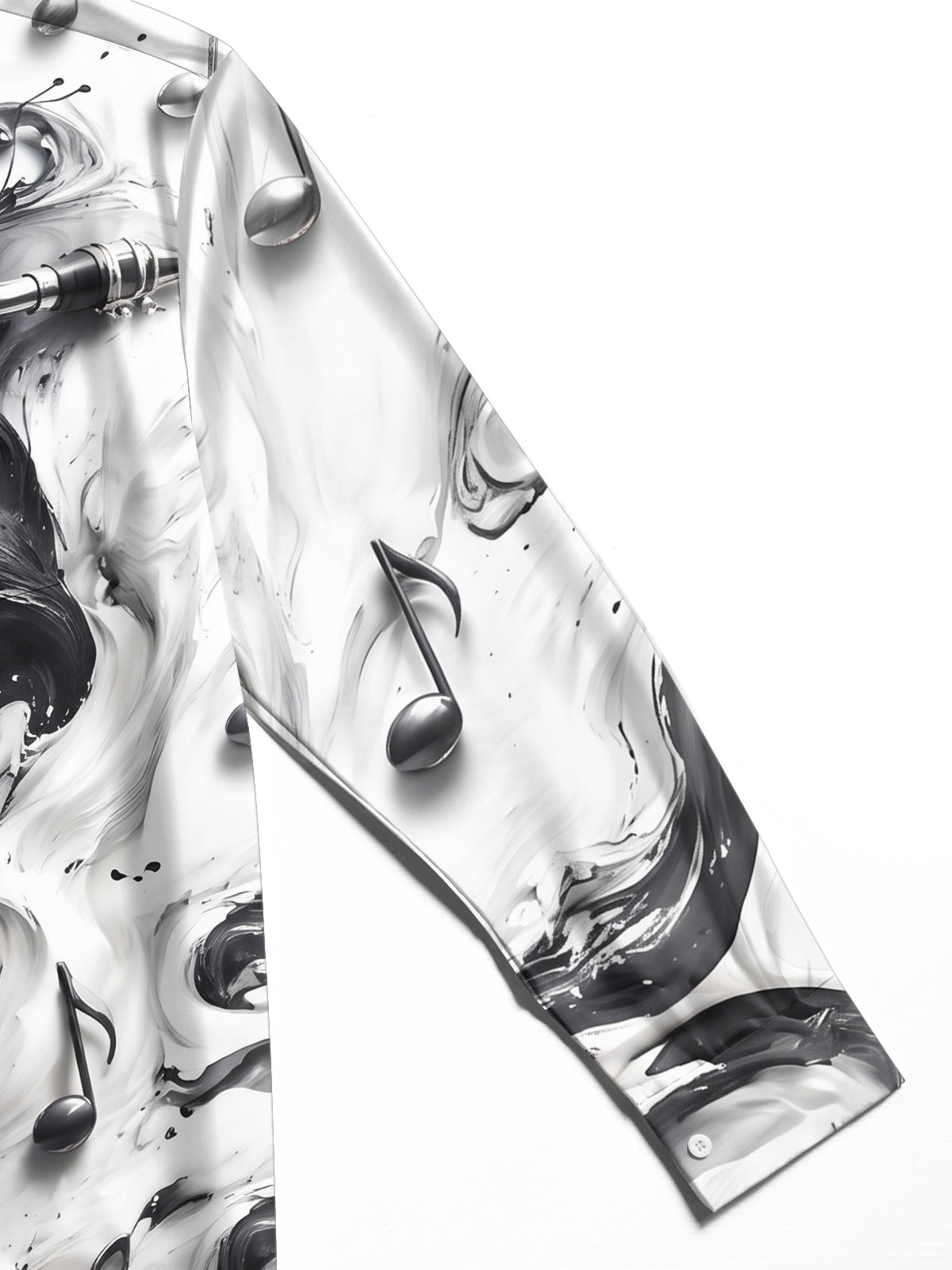 Oceanlyte Men's Graphic Saxophone And Musical Notes Print Long Sleeve Shirt with Chest Pocket