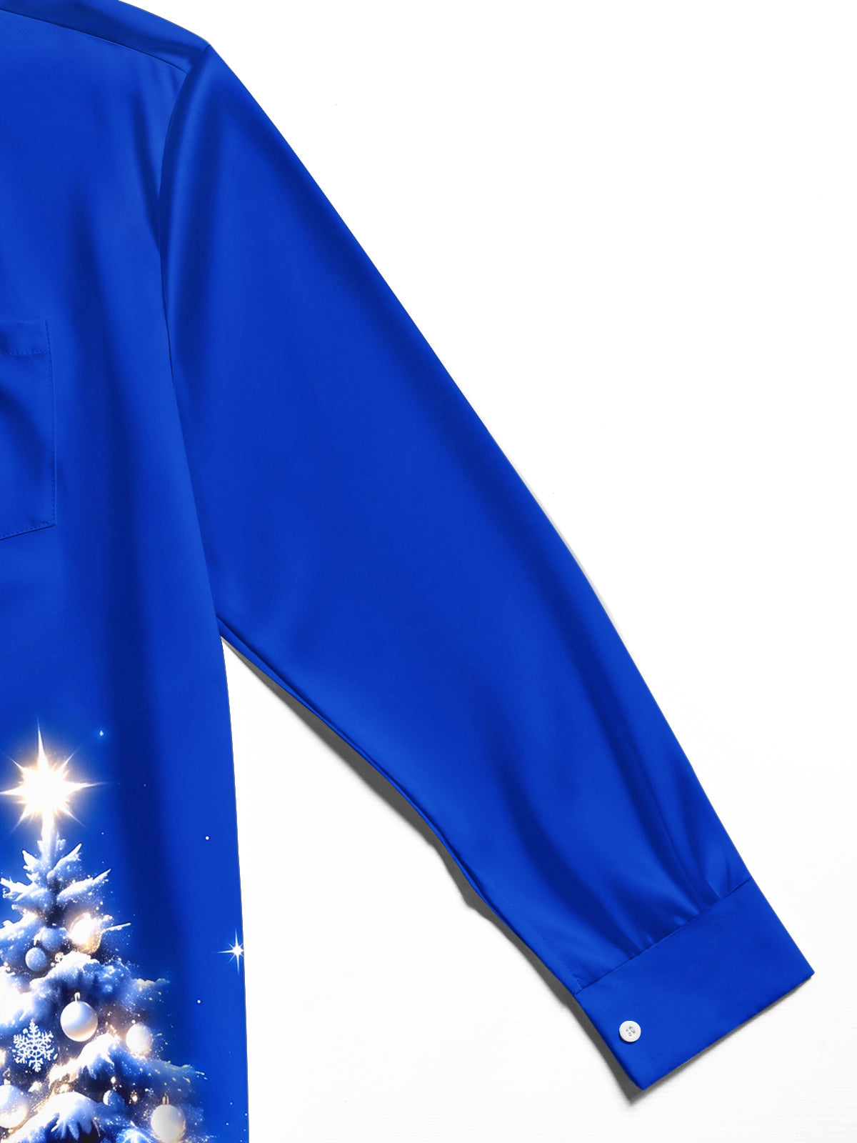Oceanlyte Men's Printed Christmas Tree And Ornaments Print Long Sleeve Shirt with Chest Pocket