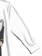 Oceanlyte Men's Winged Emblem And Geometric Shield Print Long Sleeve Shirt with Chest Pocket