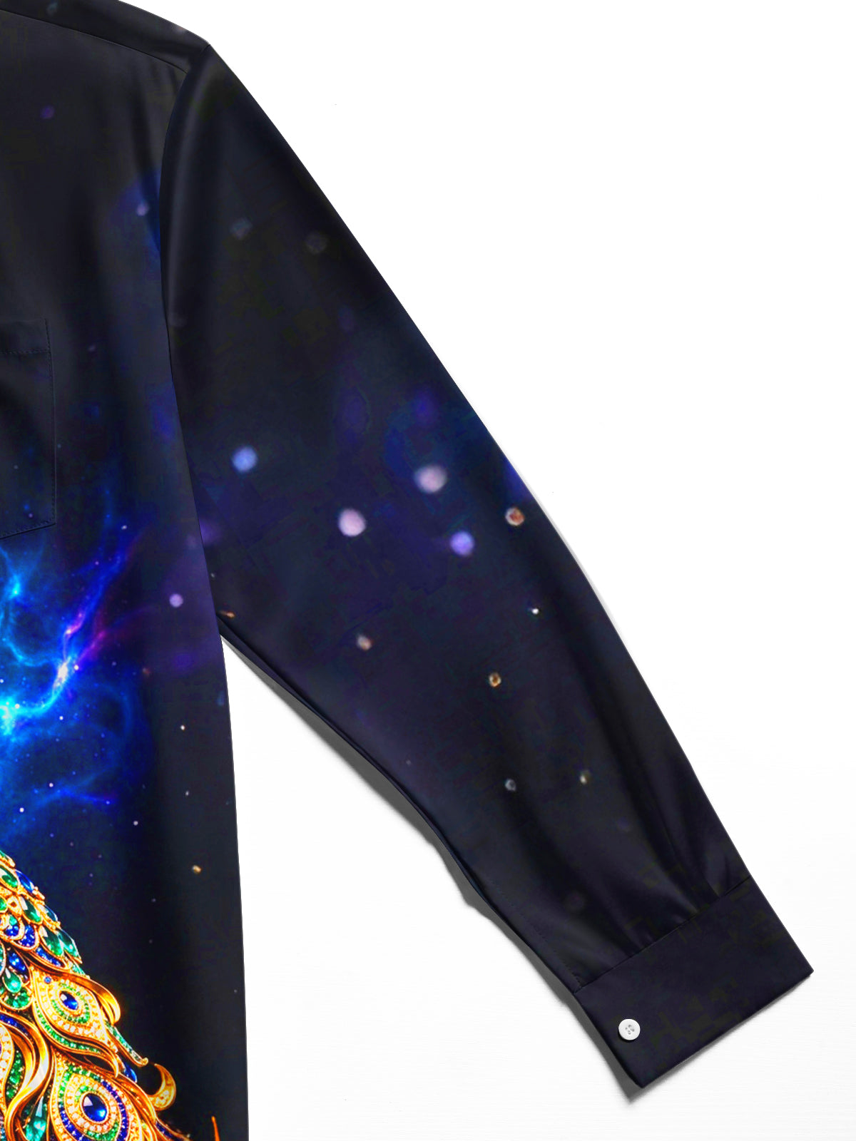 Oceanlyte Men's Graphic Art Gem Starry Peacock Print Long Sleeve Shirt with Chest Pocket