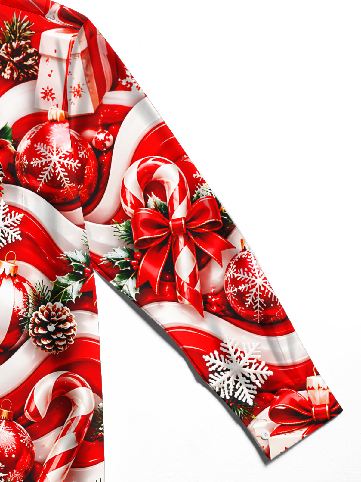 Oceanlyte Men's Printed Christmas Ornaments Print Long Sleeve Shirt with Chest Pocket