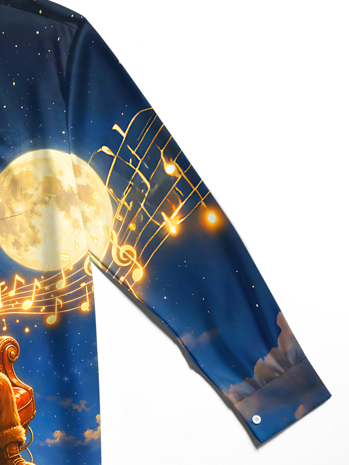 Oceanlyte Star Sky Christmas Saxophone Dog Men's Pocket Long Sleeve Shirts