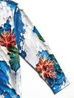 Oceanlyte Men's Hawaiian Coral Reefs And Tropical Leaves Print Long Sleeve Shirt with Chest Pocket