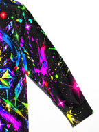 Oceanlyte Men's Neon Crystal Cross And Paint Splatters Print Long Sleeve Shirt with Chest Pocket