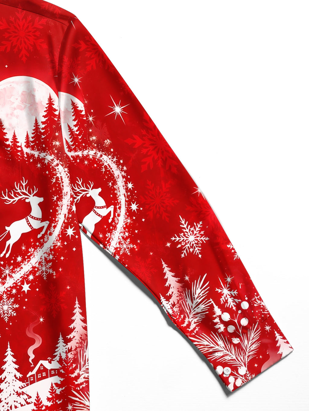 Oceanlyte Men's Printed Snowflakes Print Winter Forest Print Long Sleeve Shirt with Chest Pocket