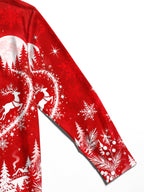 Oceanlyte Men's Printed Snowflakes Print Winter Forest Print Long Sleeve Shirt with Chest Pocket