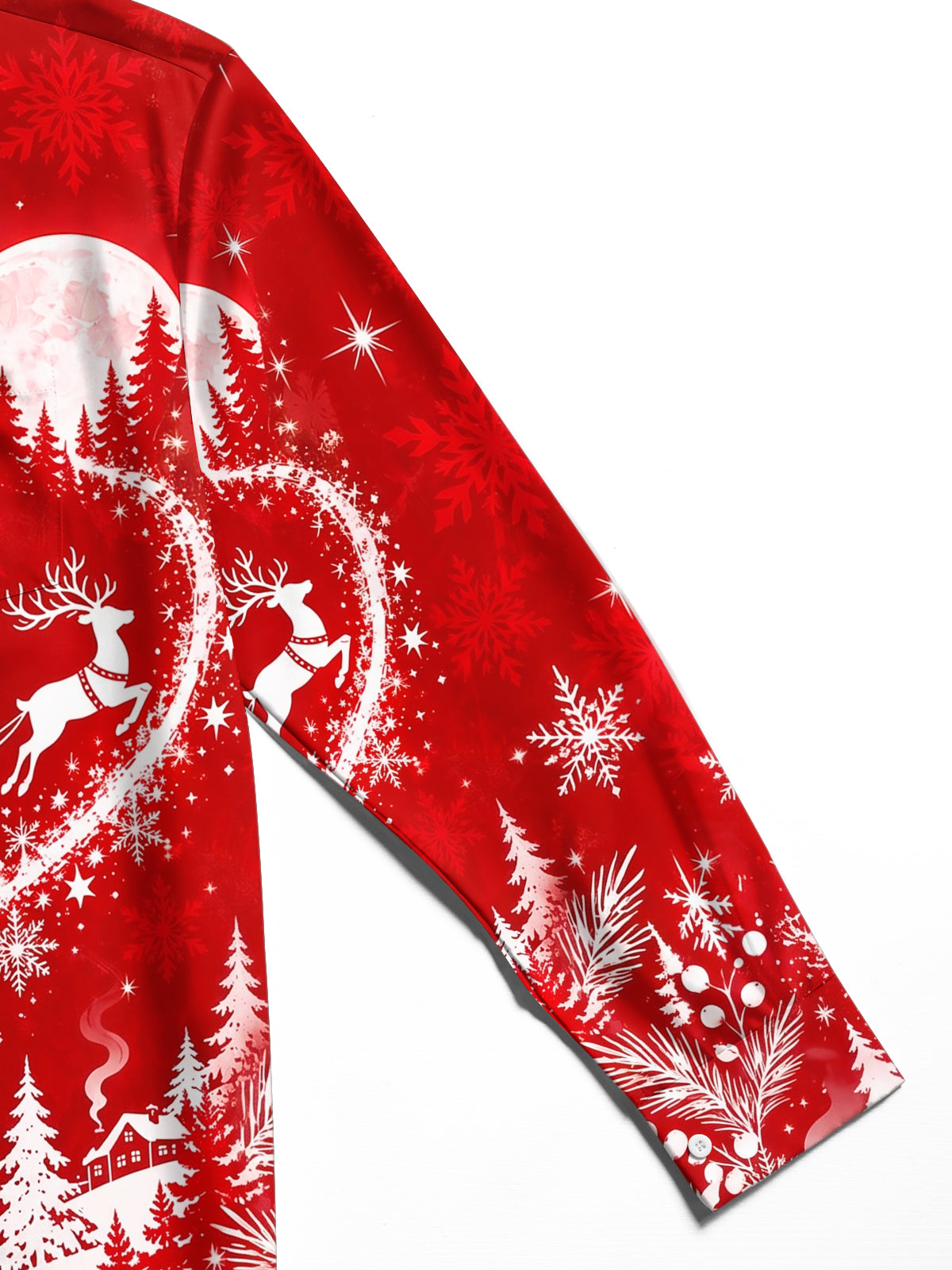 Oceanlyte Men's Printed Snowflakes Print Winter Forest Print Long Sleeve Shirt with Chest Pocket