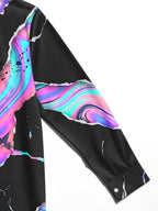 Oceanlyte Men's Long Sleeve Shirt - Abstract Psychedelic Swirls And Splatters Print with Chest Pocket