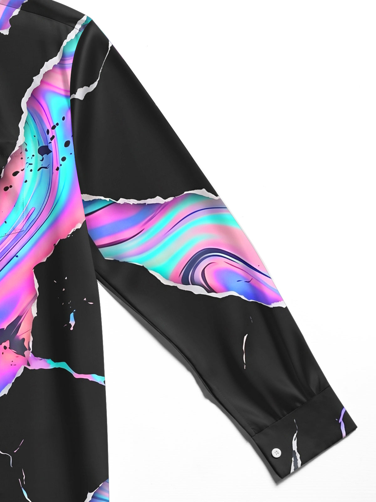 Oceanlyte Men's Long Sleeve Shirt - Abstract Psychedelic Swirls And Splatters Print with Chest Pocket